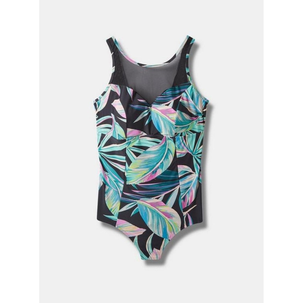 Resort Beach Tropical Print Mesh High Neck One‎ Piece Swimsuit Torrid NWT 2X